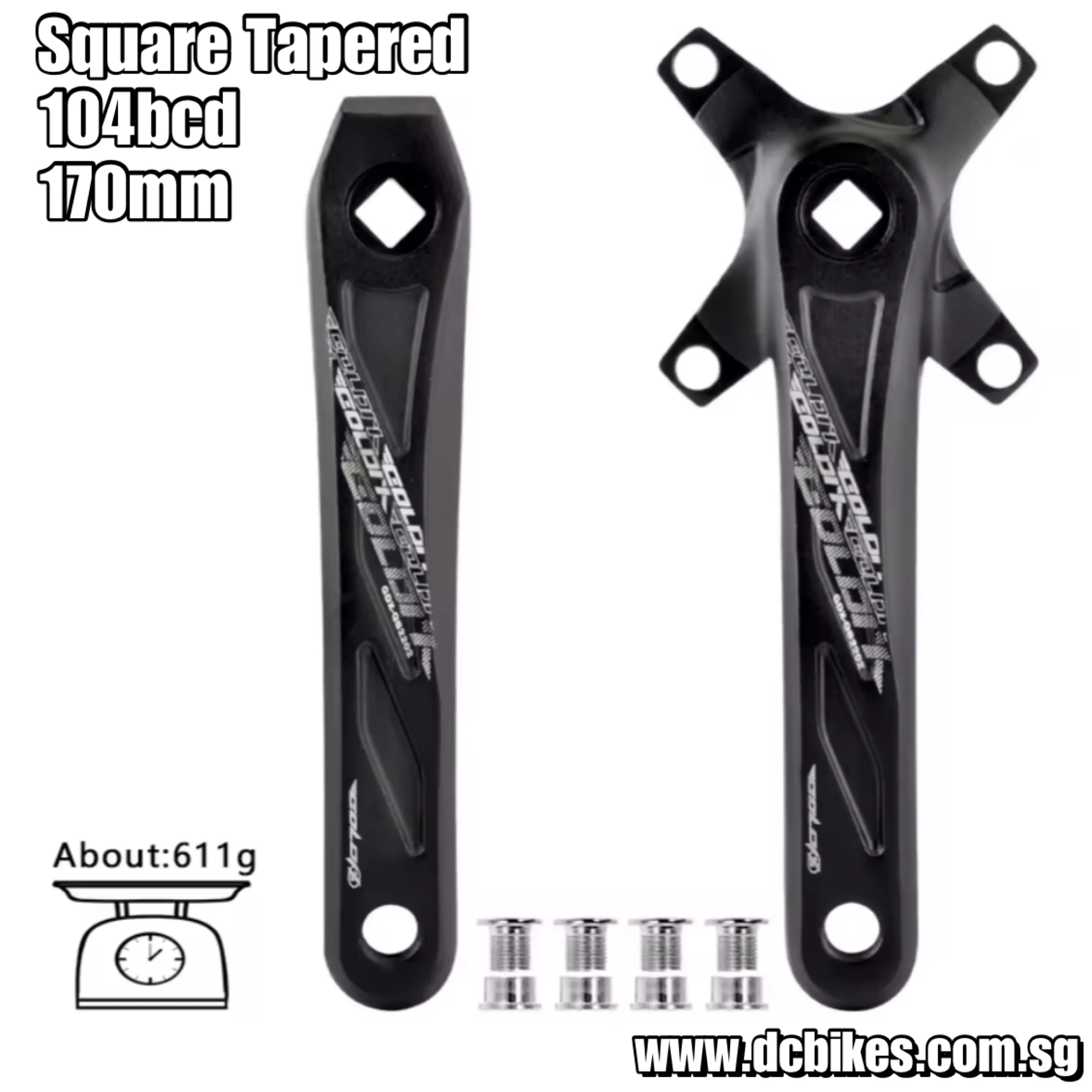 104bcd Square Tapered 4 Holes MTB Bicycle Single Speed Black Crank Arms 170mm
