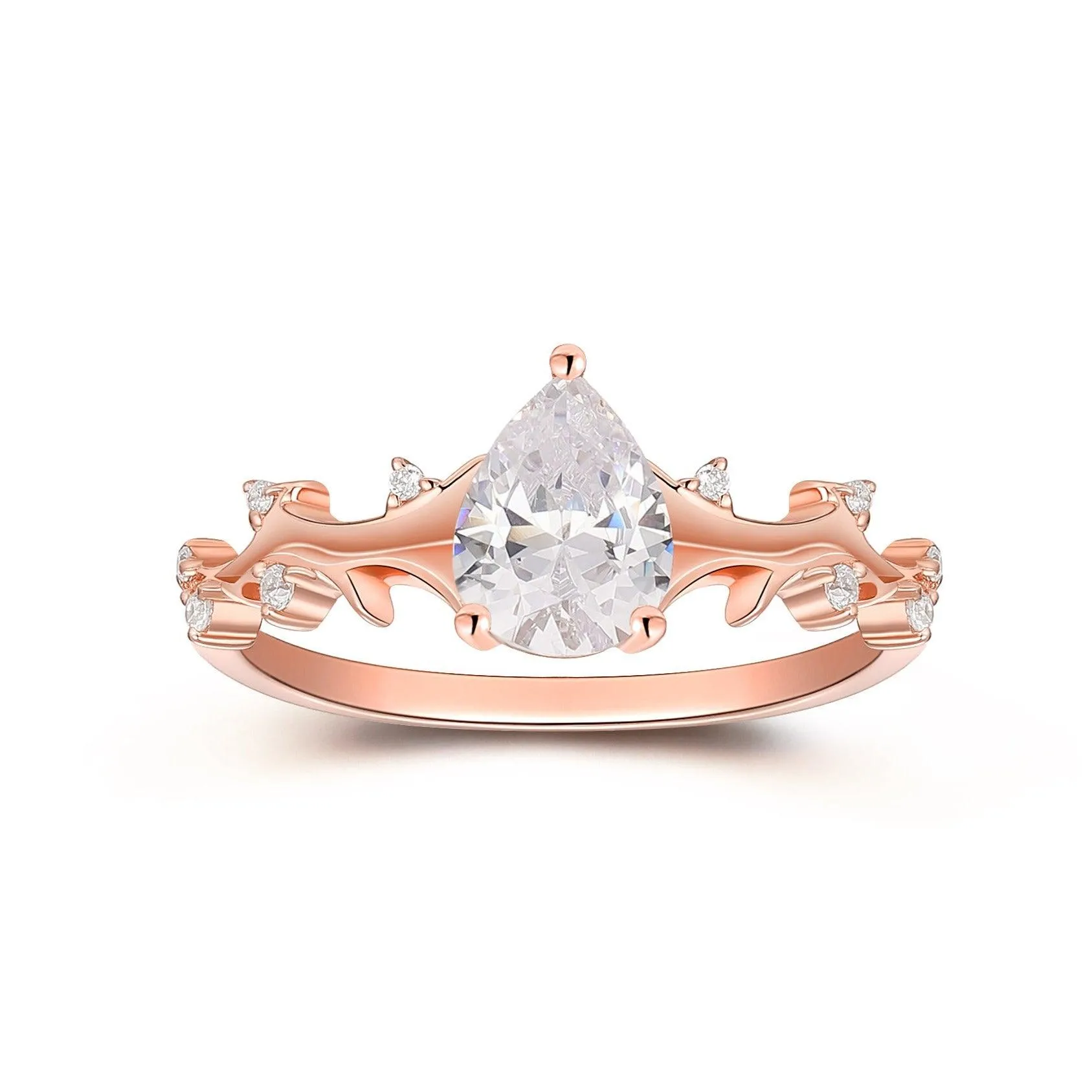 1.3CT Pear Shaped Moissanite Wedding Ring Branch Engagement Ring Art Deco Ring