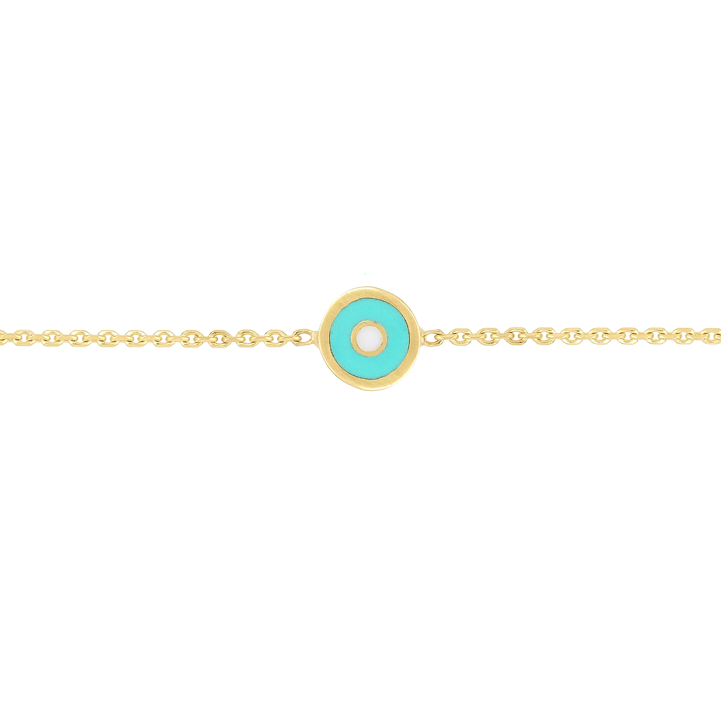 14K ENAMEL EVIL EYE STATION BRACELET