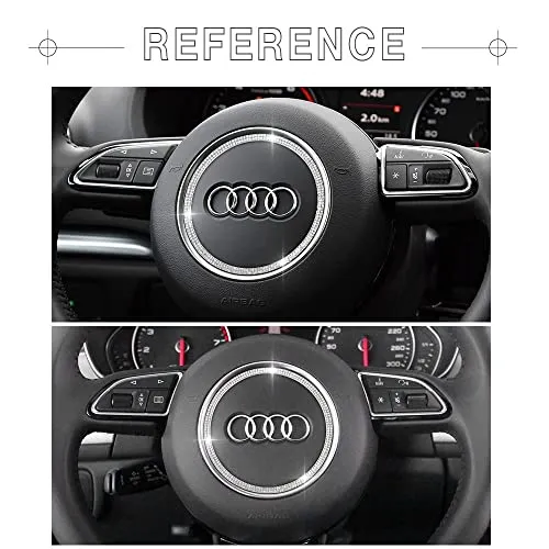 1797 for Audi Accessories Steering Wheel Emblem Logo Cover Q5 Q7 Q3 A4 A3 A5 A6 Q8 Bling Car Badge Sticker Decal Crystal Silver