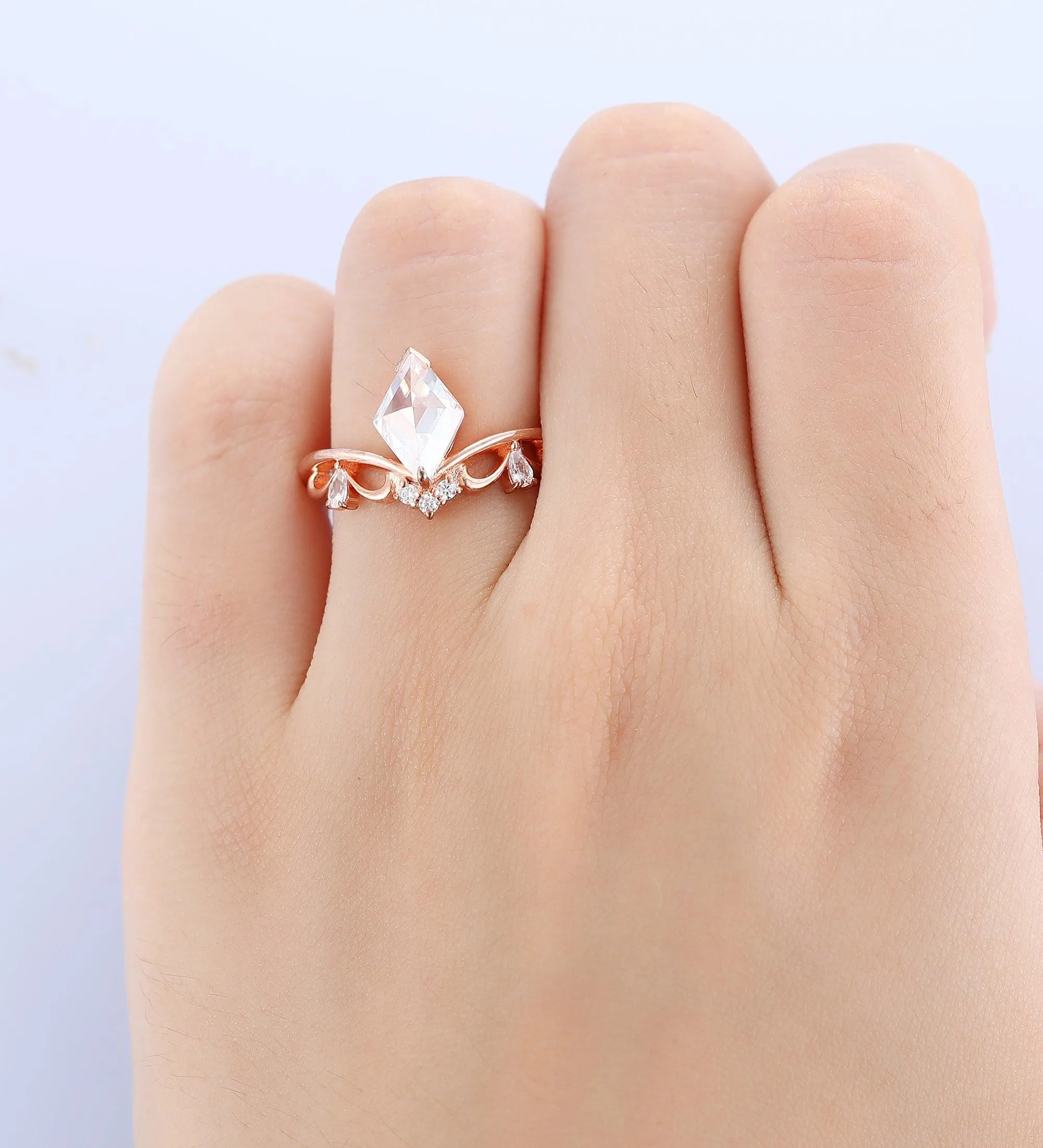 2 CT Rose Gold Rhombus Cut Moissanite Engagement Ring
