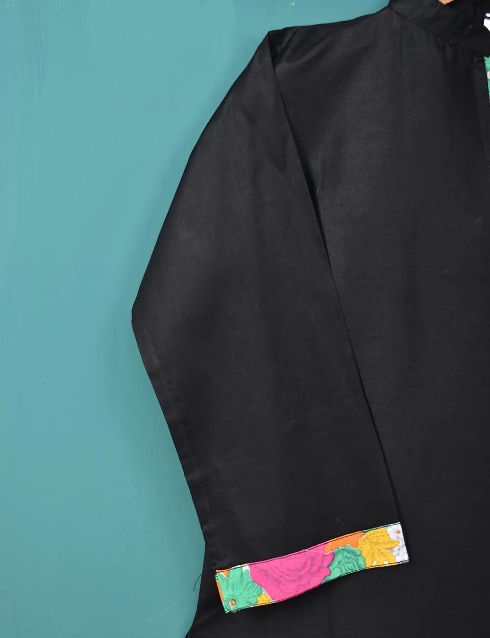 2 Pc Summer Stitched Wear - 2Pc Cotton Stitched Dress With Printed Shalwar - Prismatic Black (STP-002A)