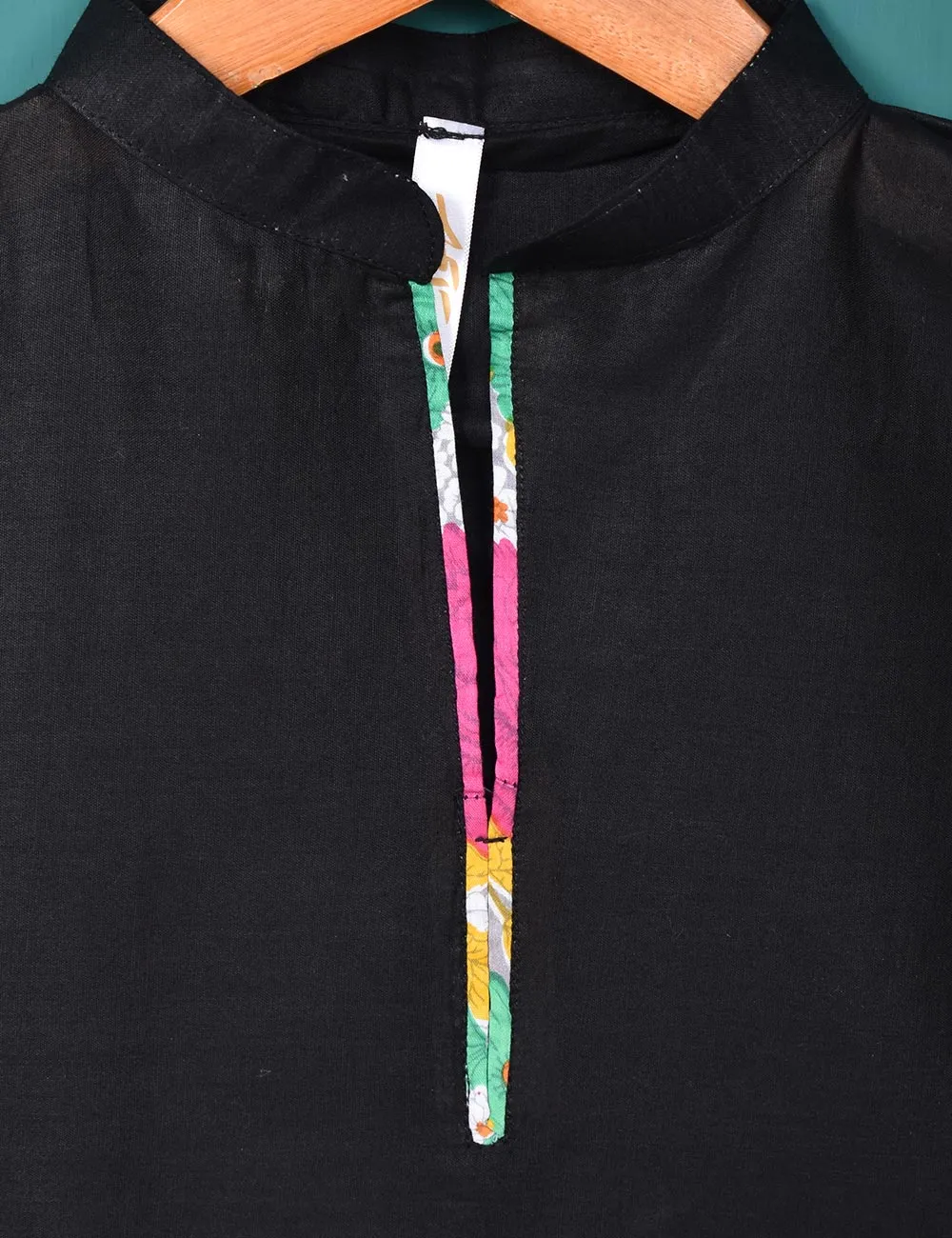 2 Pc Summer Stitched Wear - 2Pc Cotton Stitched Dress With Printed Shalwar - Prismatic Black (STP-002A)