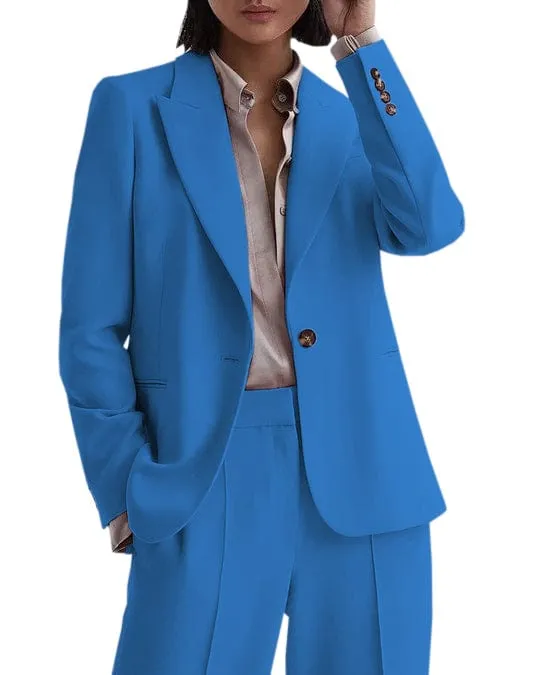 2 Piece Business Casual Peak Lapel Women Suit (Blazer Pants)