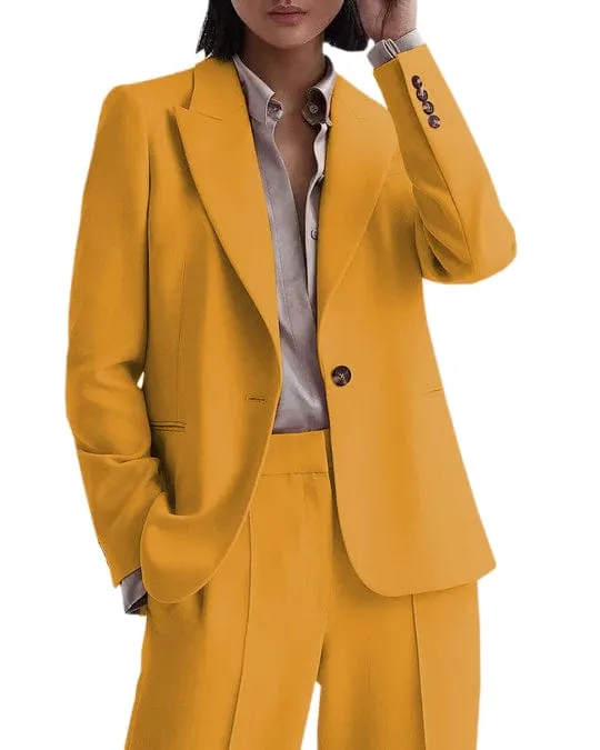 2 Piece Business Casual Peak Lapel Women Suit (Blazer Pants)