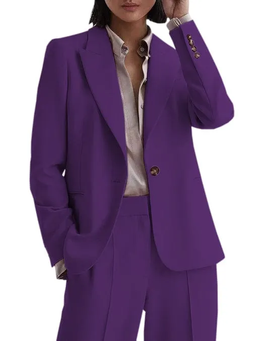 2 Piece Business Casual Peak Lapel Women Suit (Blazer Pants)