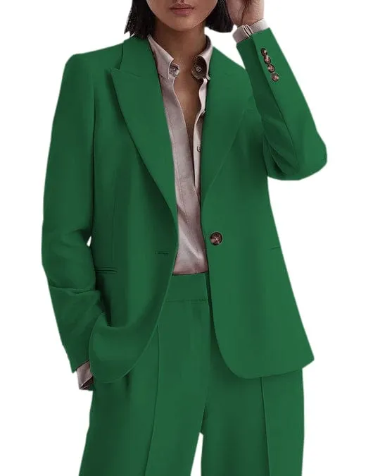 2 Piece Business Casual Peak Lapel Women Suit (Blazer Pants)