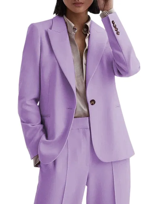 2 Piece Business Casual Peak Lapel Women Suit (Blazer Pants)