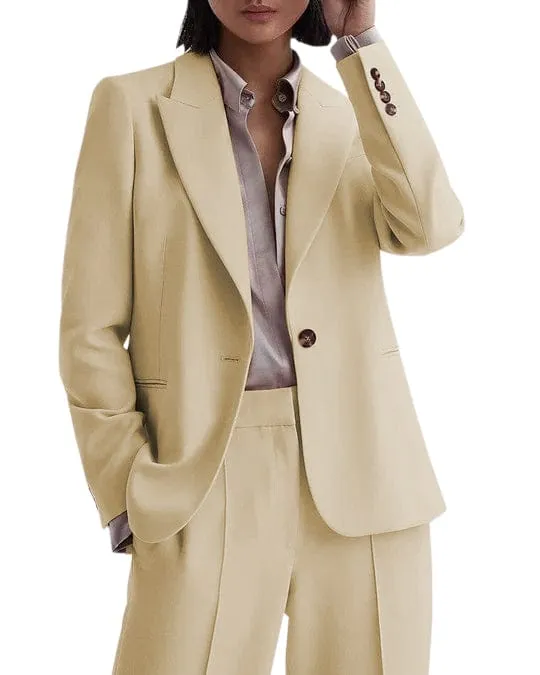 2 Piece Business Casual Peak Lapel Women Suit (Blazer Pants)