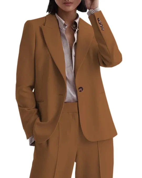 2 Piece Business Casual Peak Lapel Women Suit (Blazer Pants)