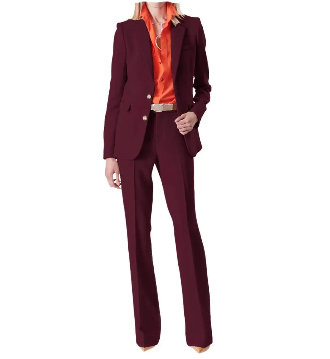 2 Piece Suit Notch Lapel Women Suit (Blazer Pants)