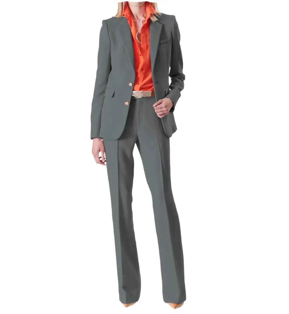 2 Piece Suit Notch Lapel Women Suit (Blazer Pants)