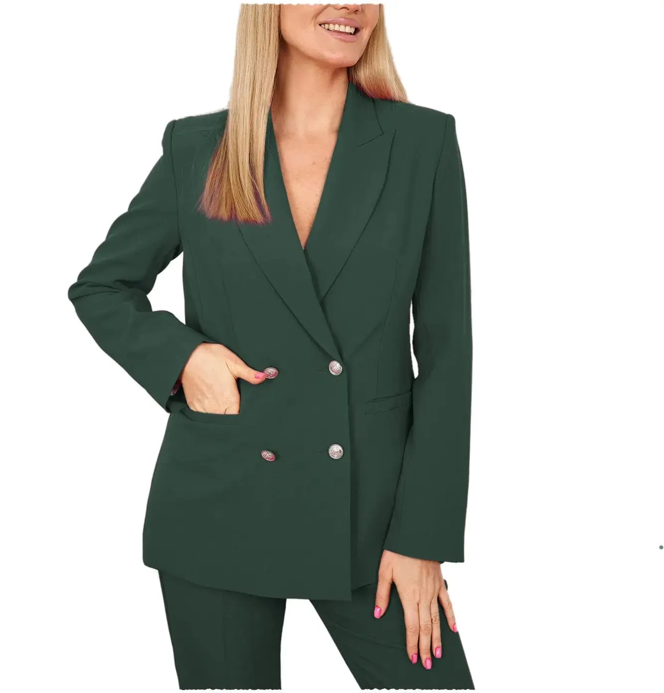 2 Pieces Double Breasted Peak Lapel Women Suit（Blazer Pants）