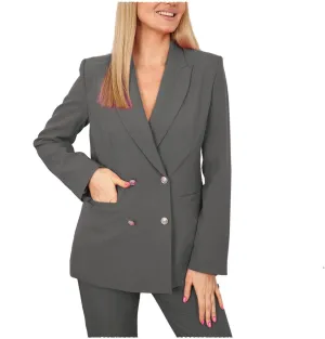2 Pieces Double Breasted Peak Lapel Women Suit（Blazer Pants）