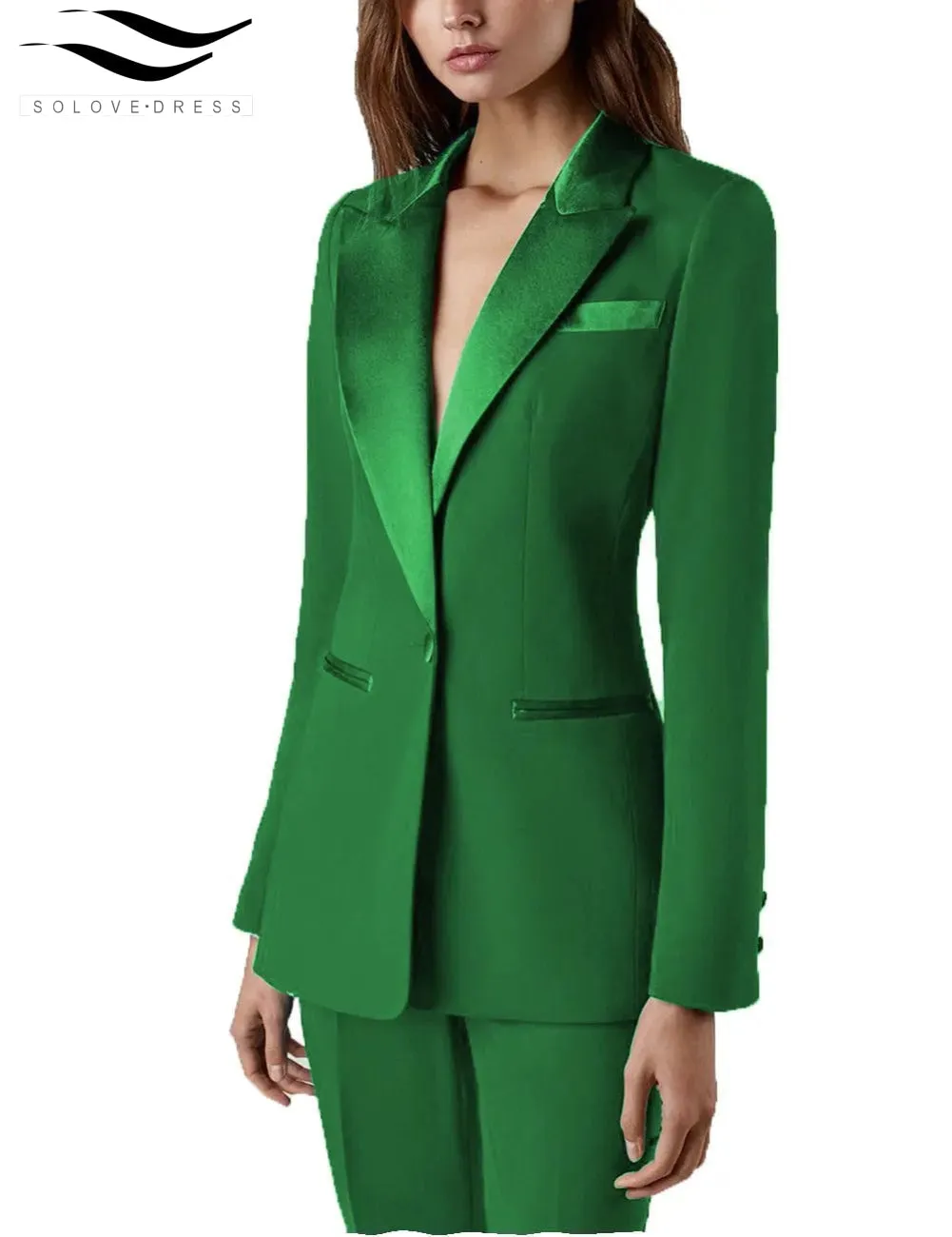 2 Pieces Single Buttons Peak Lapel Women Suit