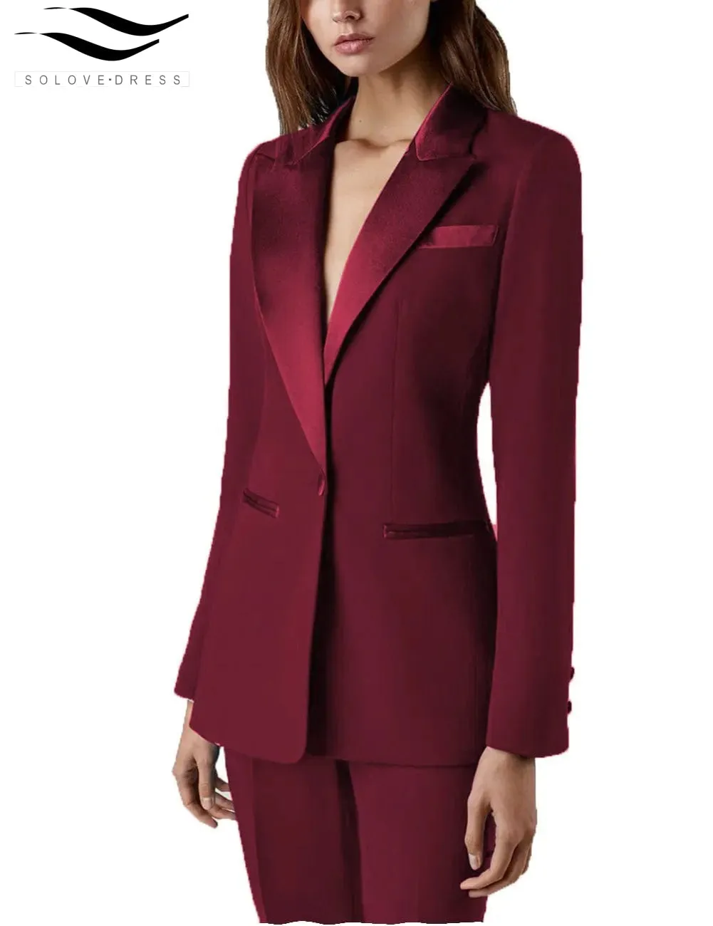 2 Pieces Single Buttons Peak Lapel Women Suit