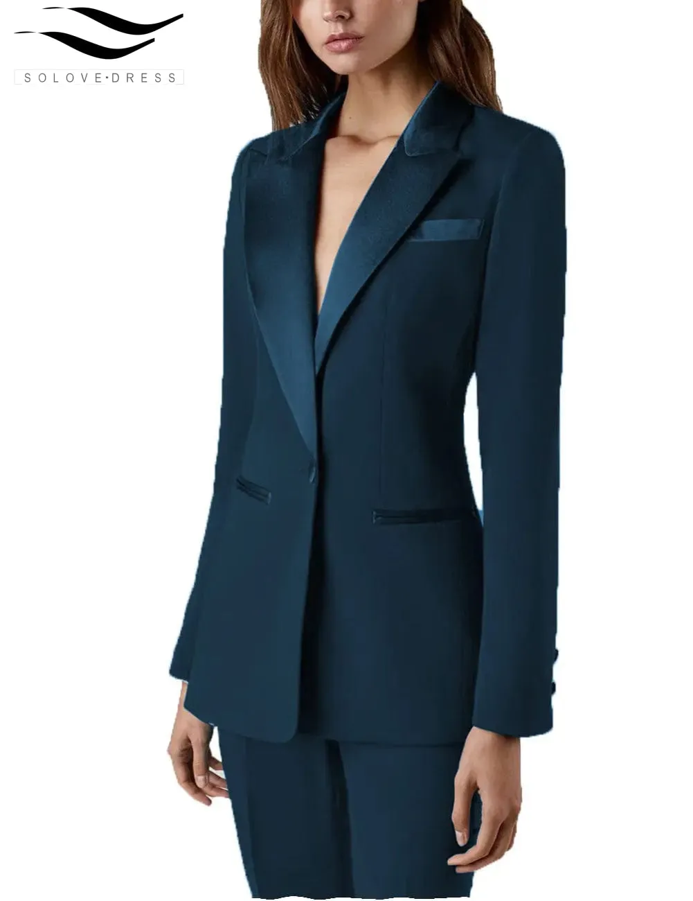 2 Pieces Single Buttons Peak Lapel Women Suit