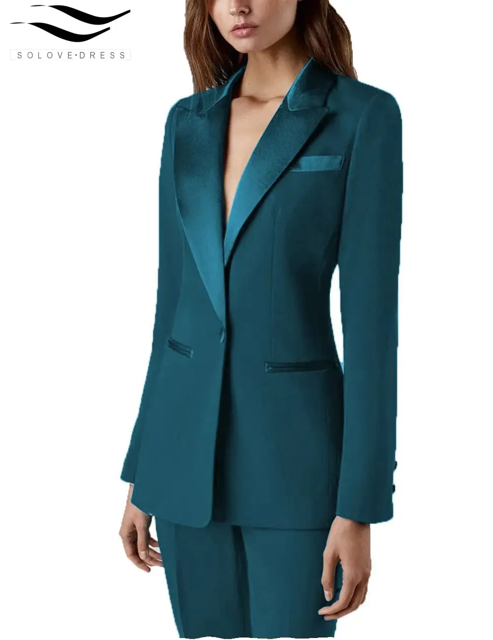 2 Pieces Single Buttons Peak Lapel Women Suit