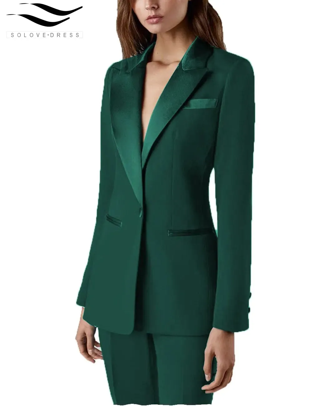 2 Pieces Single Buttons Peak Lapel Women Suit