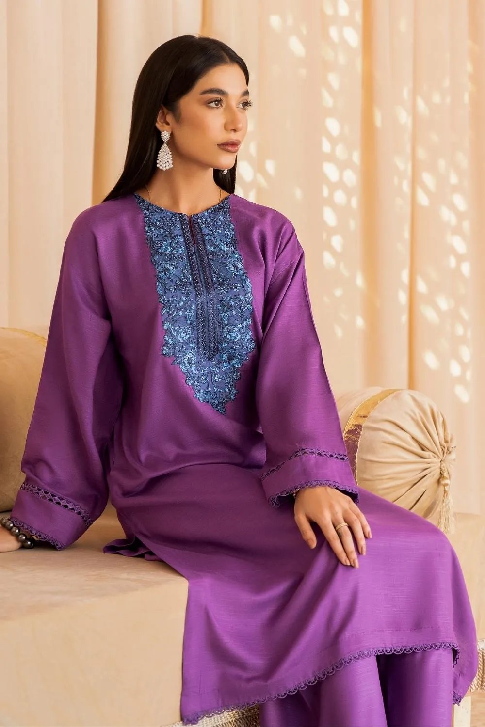 2PC Stitched | Embroidered Slub Staple Suit