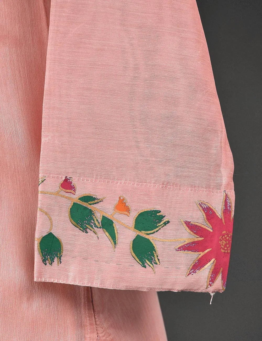 3 Pc Stitched Paper Cotton Chikankari Embroidered Dress with Beautiful Printed Borders - Charismatic Vibes (RTW-17-PeachyPink)