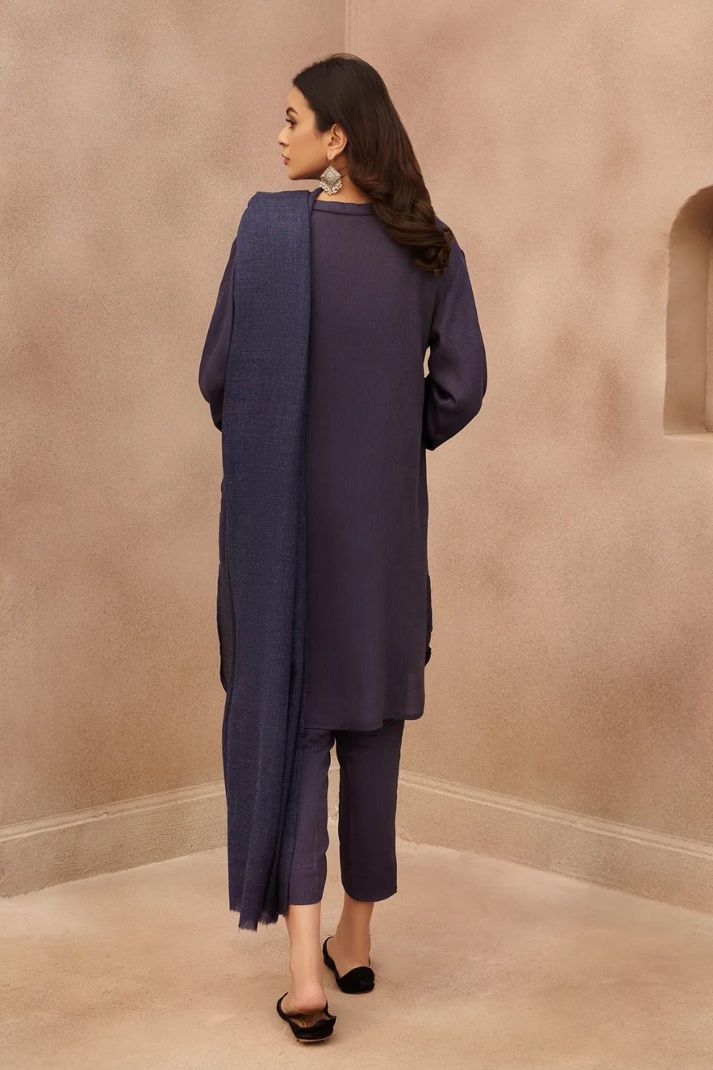 3 PC Stitched | Viscose Cotton Suit  Embroidered Wool Shawl