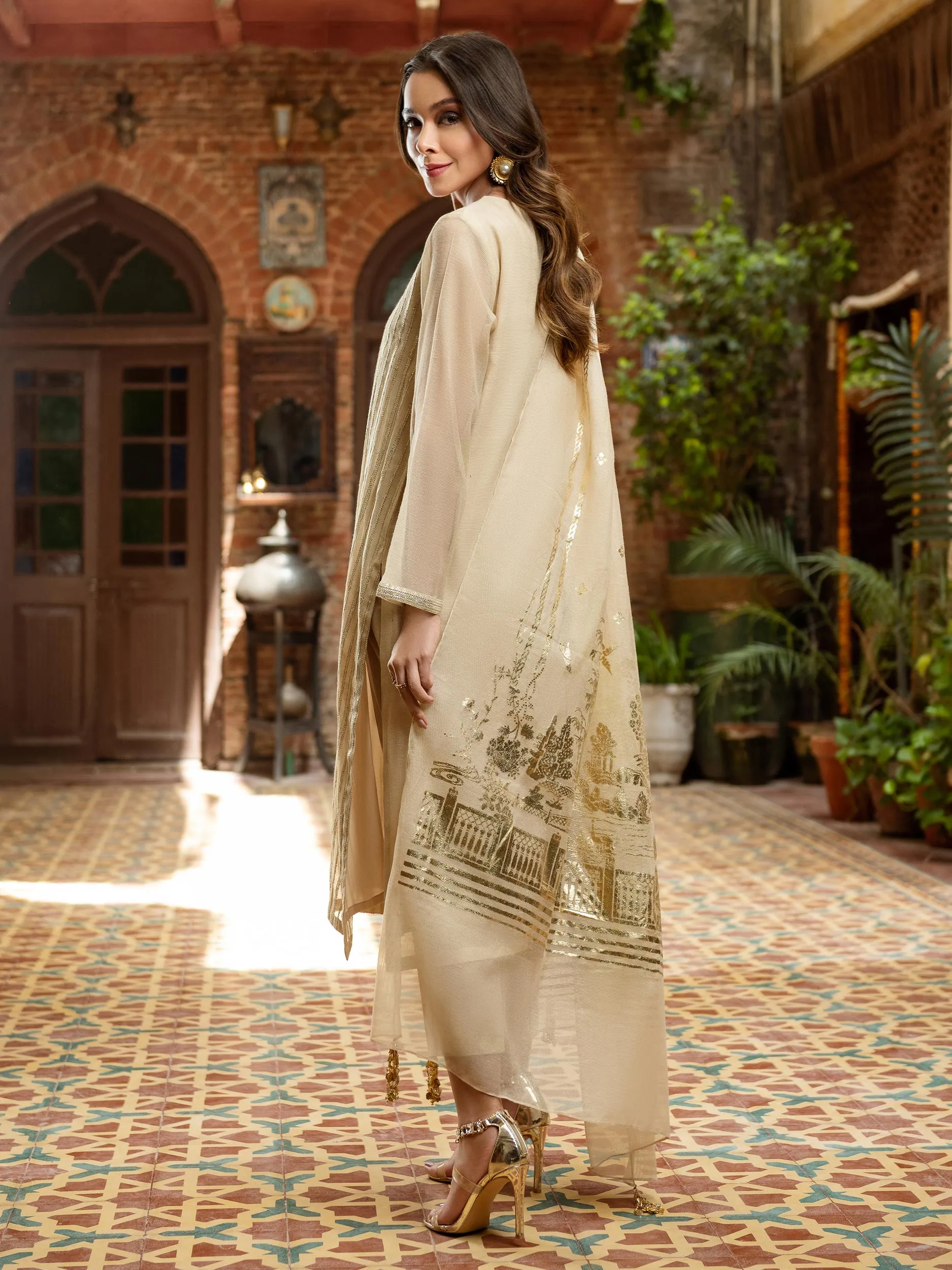 3 Piece Net Suit-Embroidered (Unstitched) | Lime Light Women Eid Collection 2023