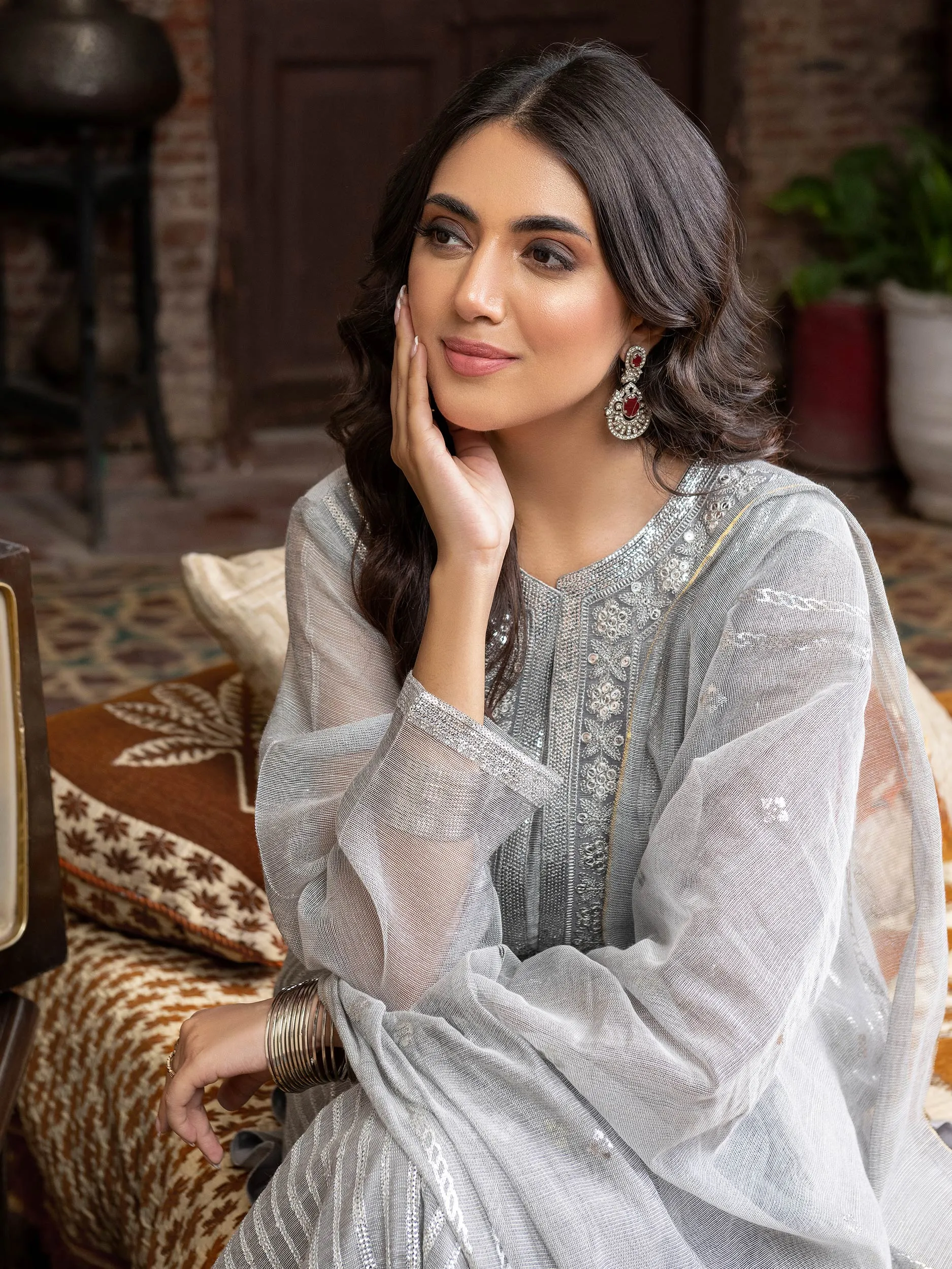 3 Piece Net Suit-Embroidered (Unstitched) | Lime Light Women Eid Collection 2023