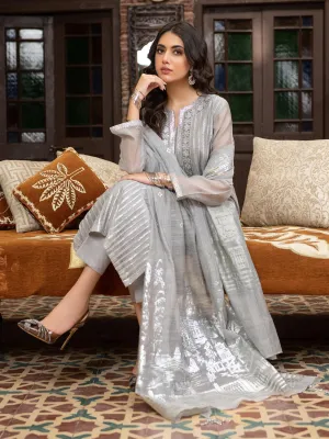 3 Piece Net Suit-Embroidered (Unstitched) | Lime Light Women Eid Collection 2023
