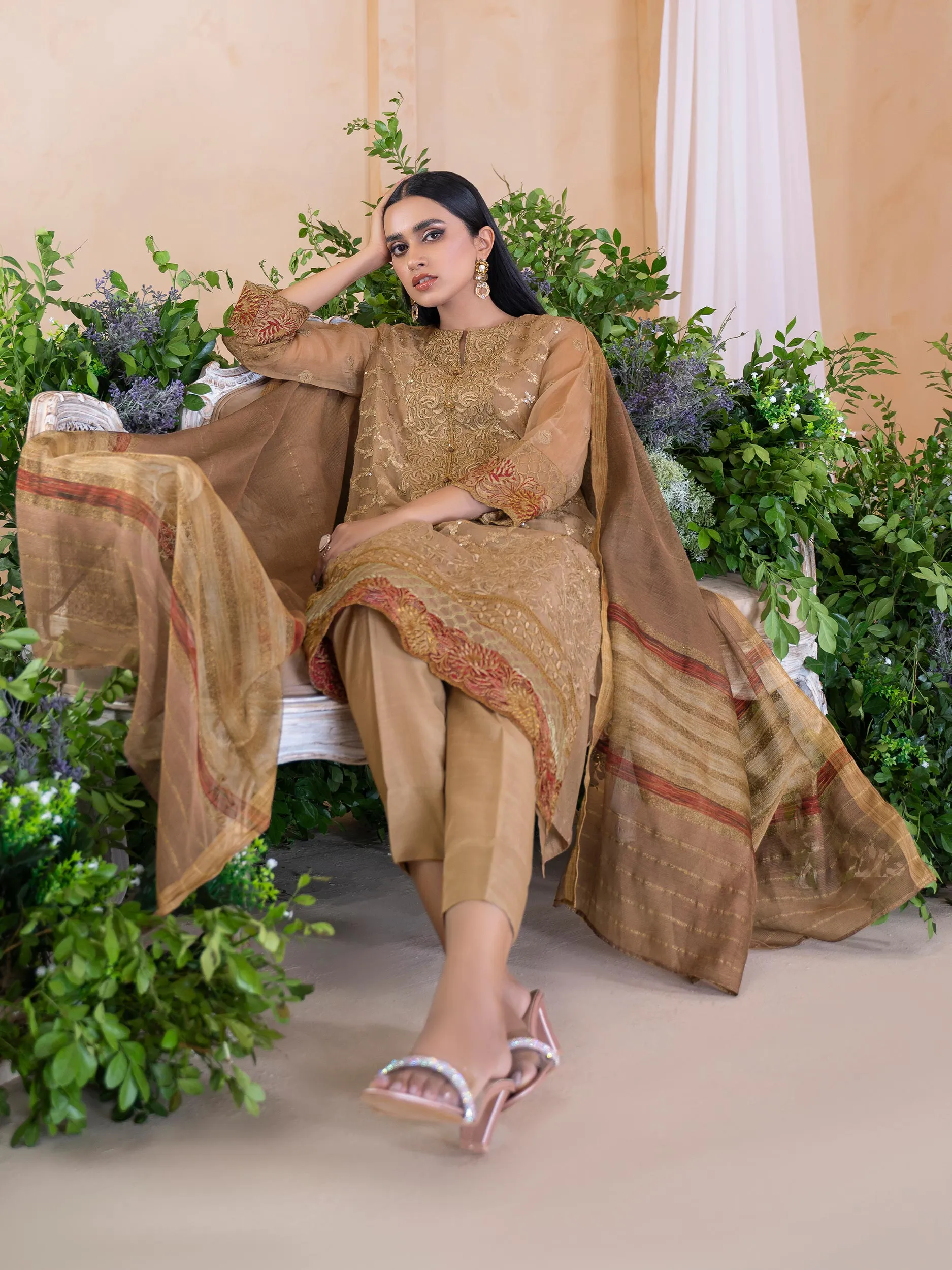 3 Piece Organza Suit-Embroidered (Unstitched) | Lime Light Women Eid Collection 2023