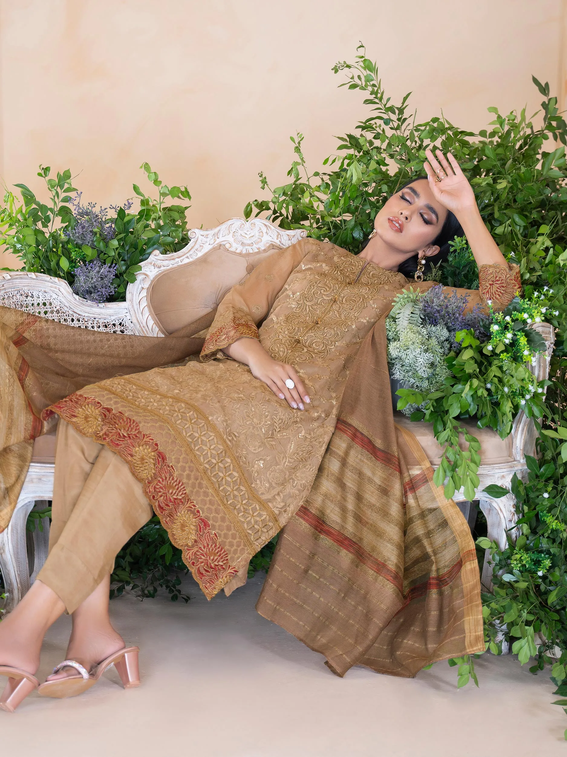 3 Piece Organza Suit-Embroidered (Unstitched) | Lime Light Women Eid Collection 2023