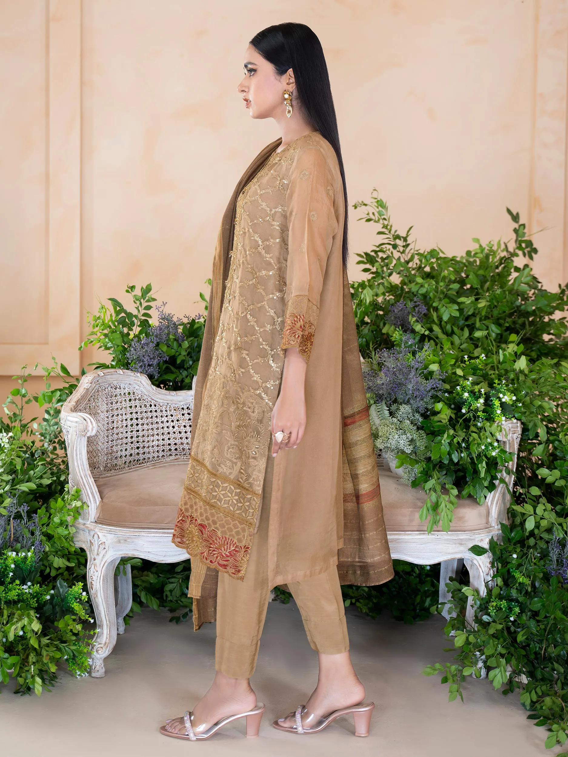 3 Piece Organza Suit-Embroidered (Unstitched) | Lime Light Women Eid Collection 2023
