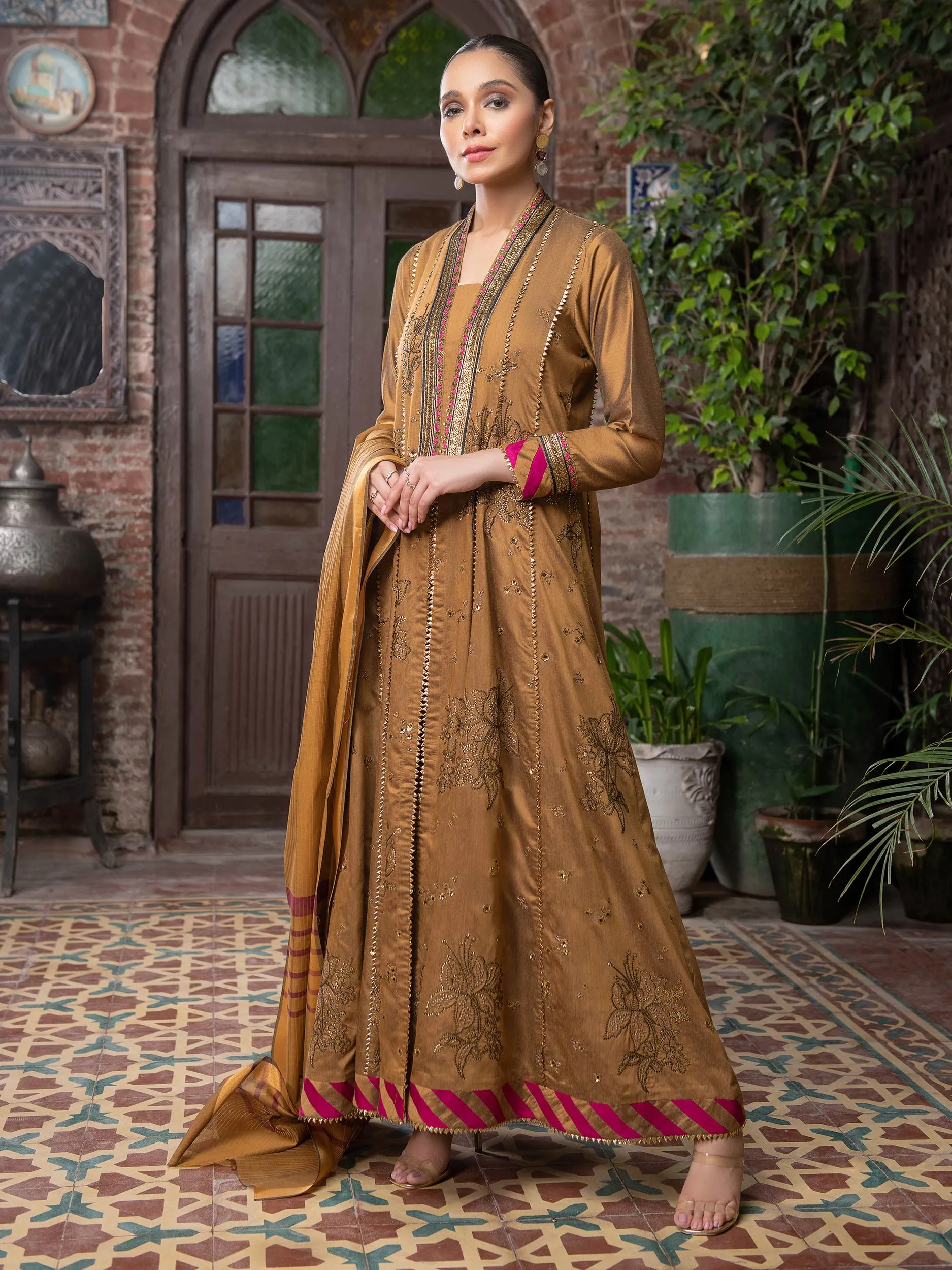 3 Piece Silk Suit-Embroidered (Unstitched) | Lime Light Women Eid Collection 2023