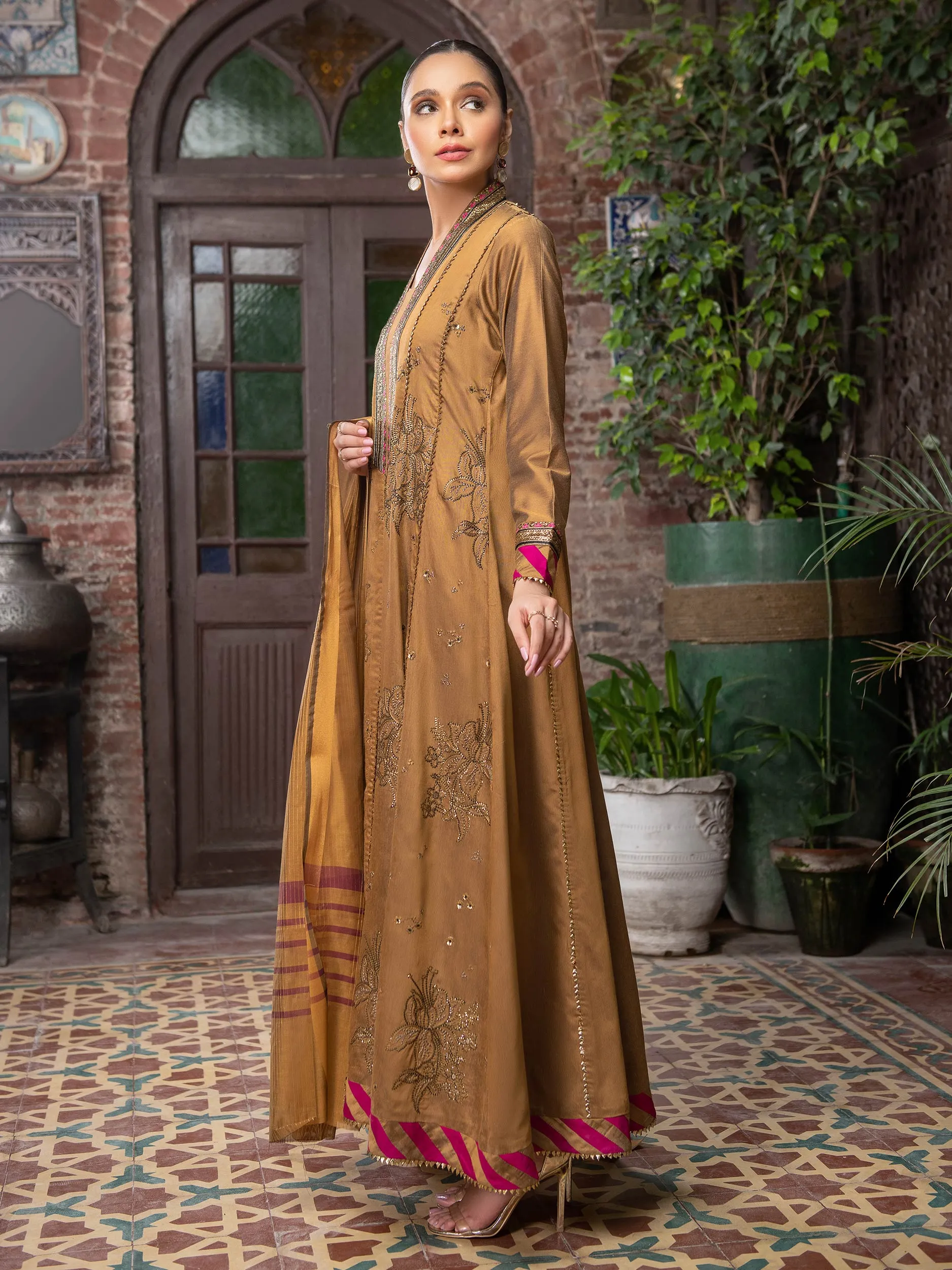 3 Piece Silk Suit-Embroidered (Unstitched) | Lime Light Women Eid Collection 2023