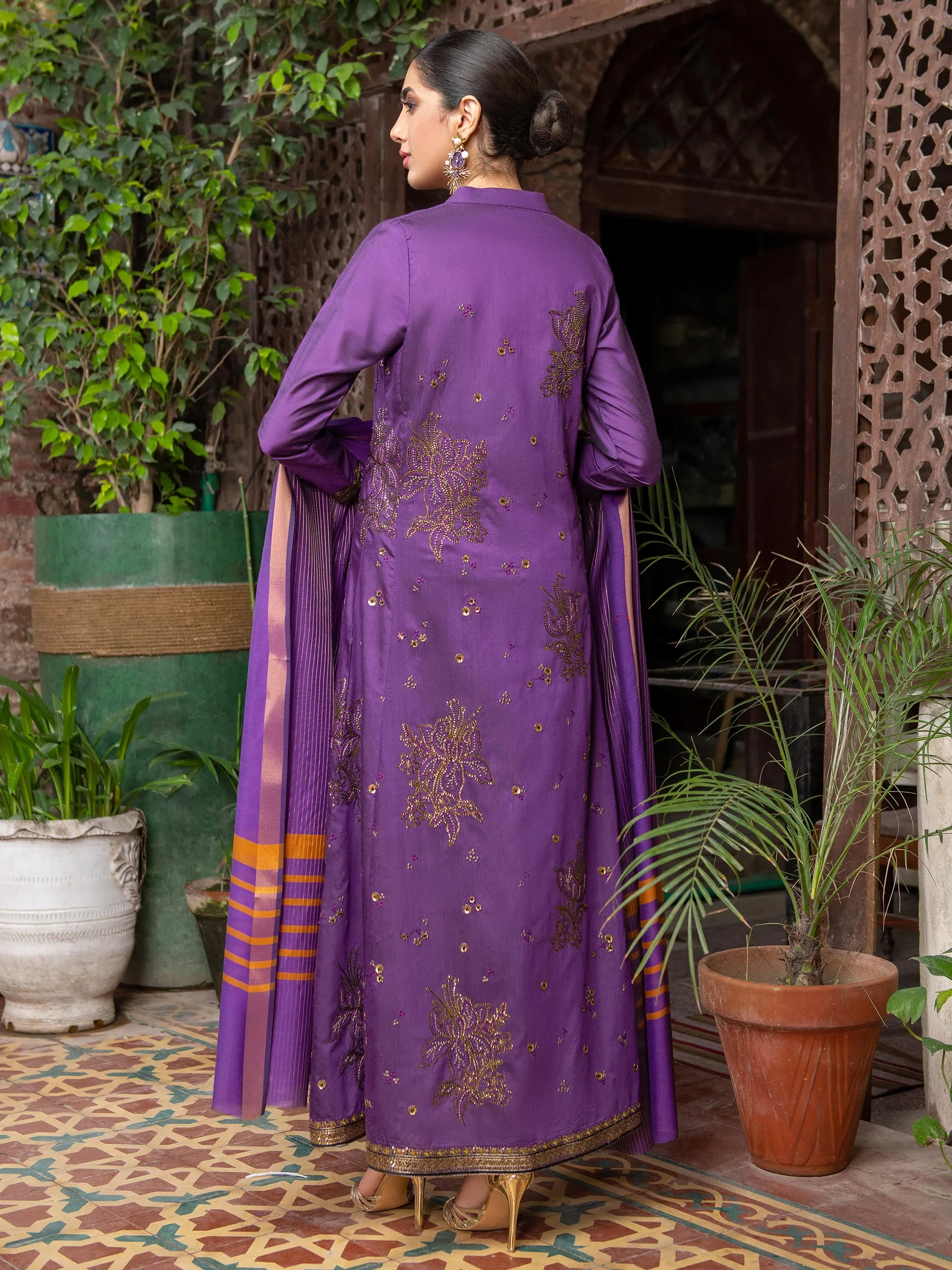 3 Piece Silk Suit-Embroidered (Unstitched) | Lime Light Women Eid Collection 2023
