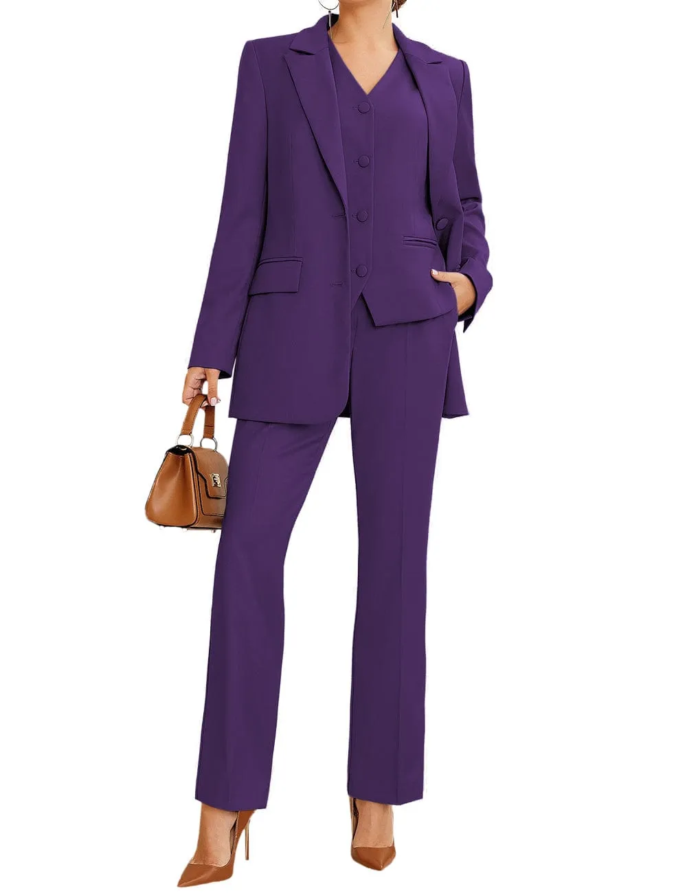 3 Piece Stylish Casual Peak Lapel Women's Suit