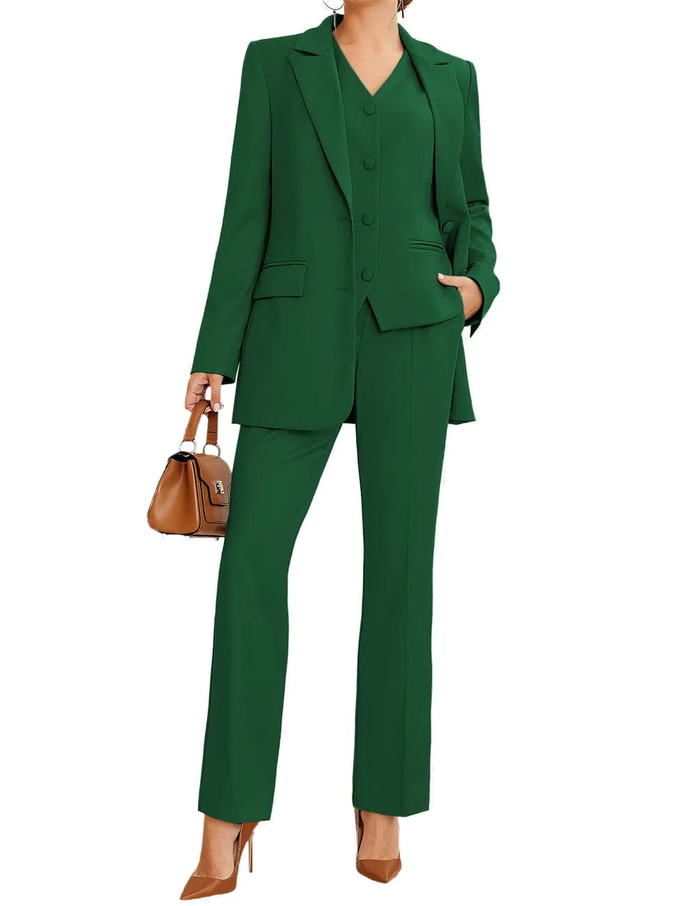3 Piece Stylish Casual Peak Lapel Women's Suit