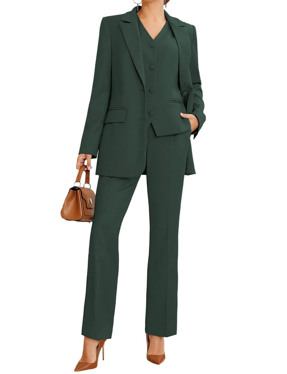 3 Piece Stylish Casual Peak Lapel Women's Suit