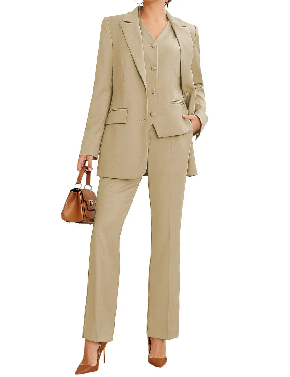 3 Piece Stylish Casual Peak Lapel Women's Suit