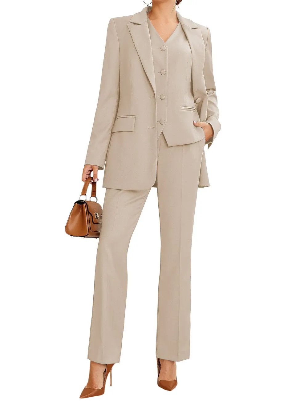 3 Piece Stylish Casual Peak Lapel Women's Suit