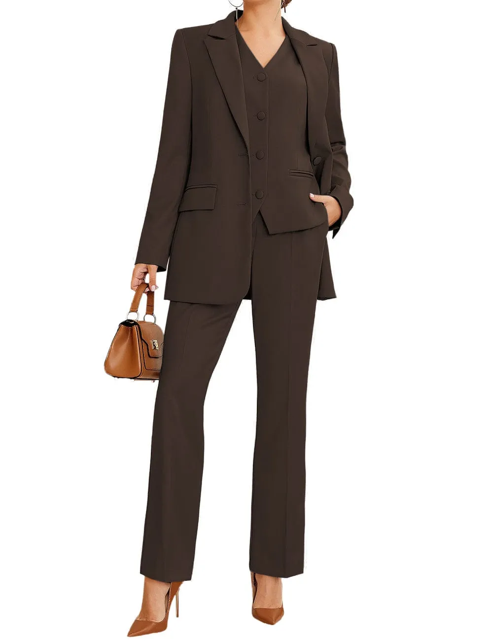 3 Piece Stylish Casual Peak Lapel Women's Suit