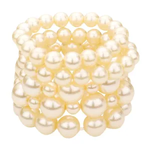 5PCS Pearl Strand Stretch Bracelets: C