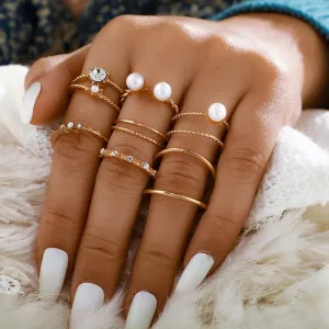 8 Piece Western Pearl Open Joint Tail Ring Set
