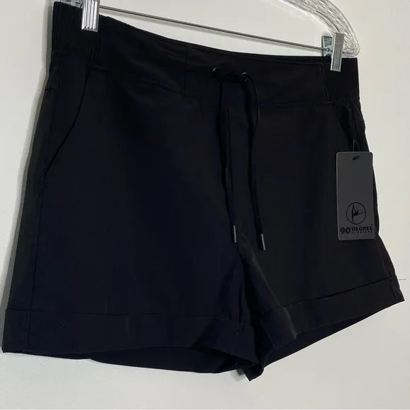90 Degree by Reflex Black Cuffed Activewear Short