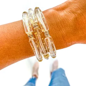 Acrylic Tube Bamboo Bracelet- Small Gold Confetti