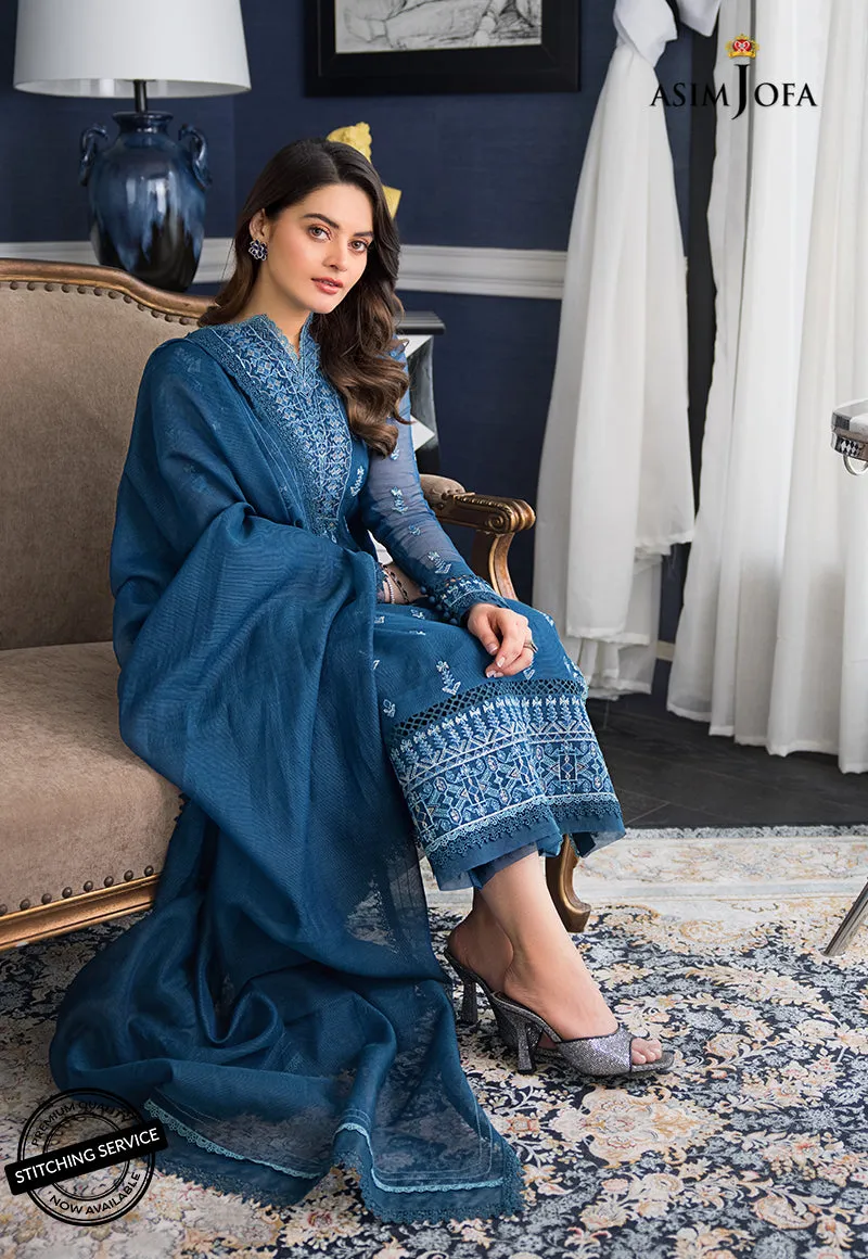 AJIM-20 Asim Jofa The Iqra & Minal Edit Winter Collection 2022 | Unstitched Embroidered Cotton Suits
