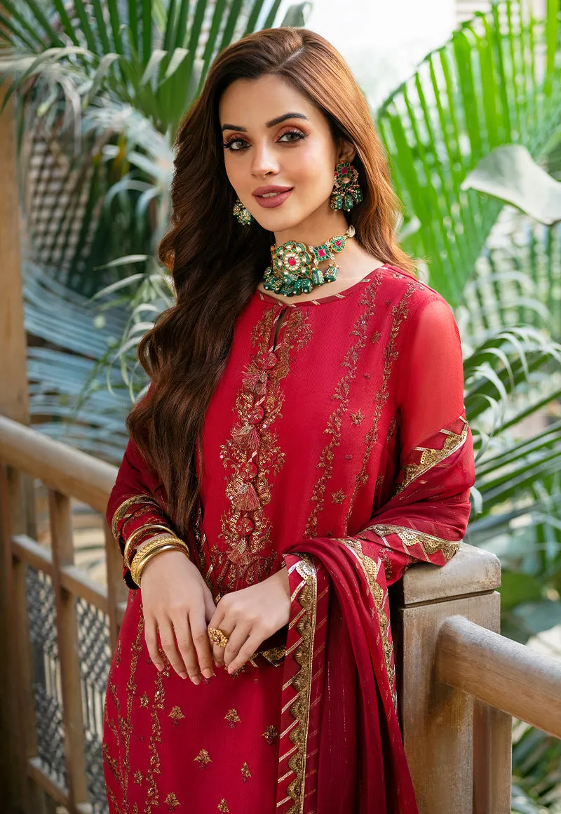 AJKM-15 | Asim Jofa Eid Festive 2023 | Unstitched Poly Cotton Net Organza Suits