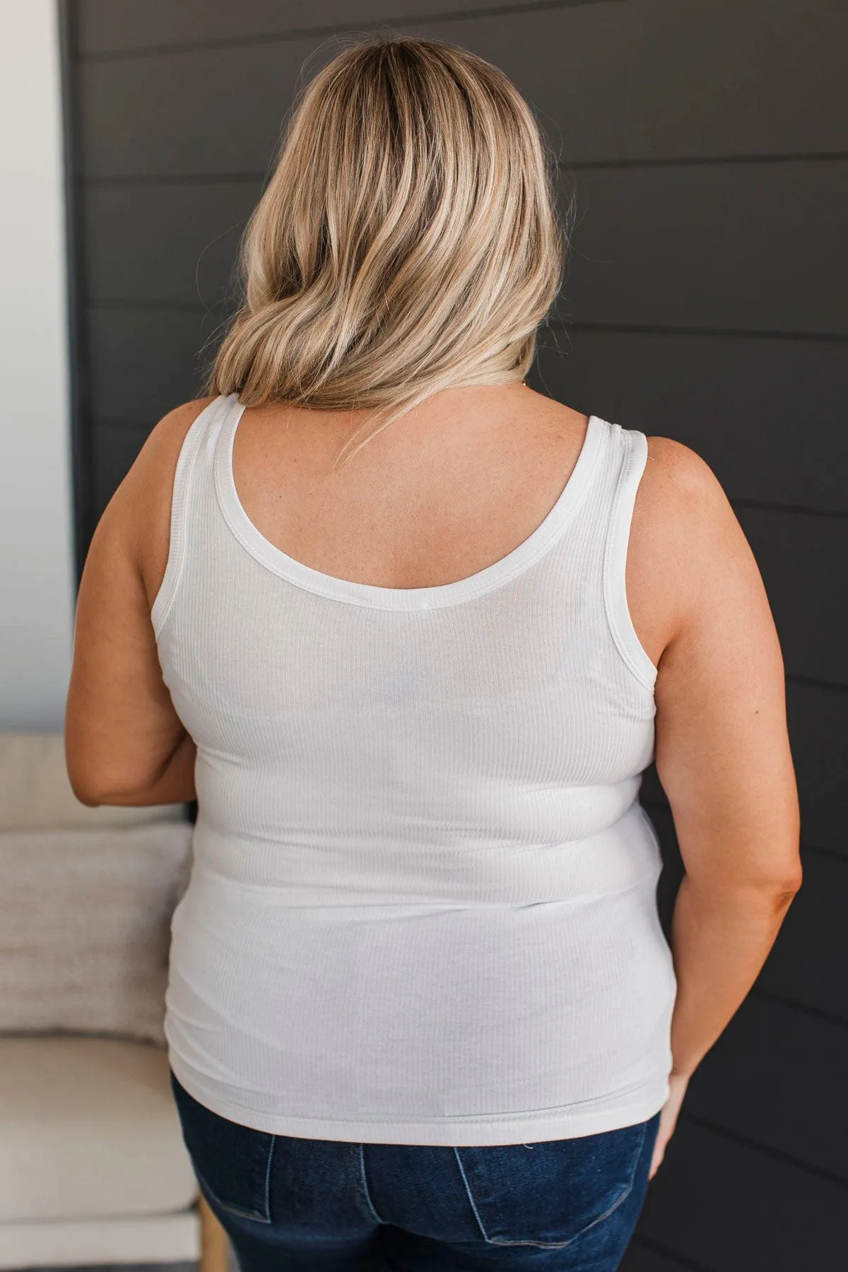 All Who Wander Henley Tank Top- White