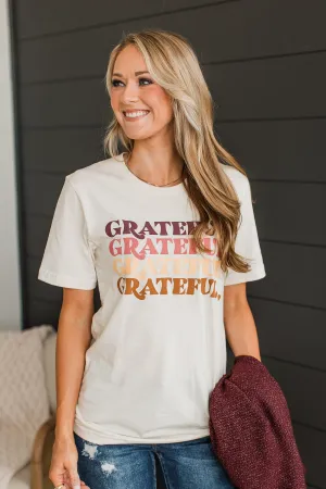 Always "Grateful" Graphic Tee- Cream