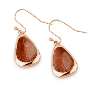 Ancient Kauri Drop Earrings - Rose Gold